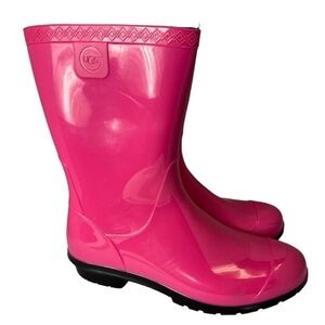 UGG K Raana Hot Pink Mid-Calf Rain Boots Size 6–scratches shown